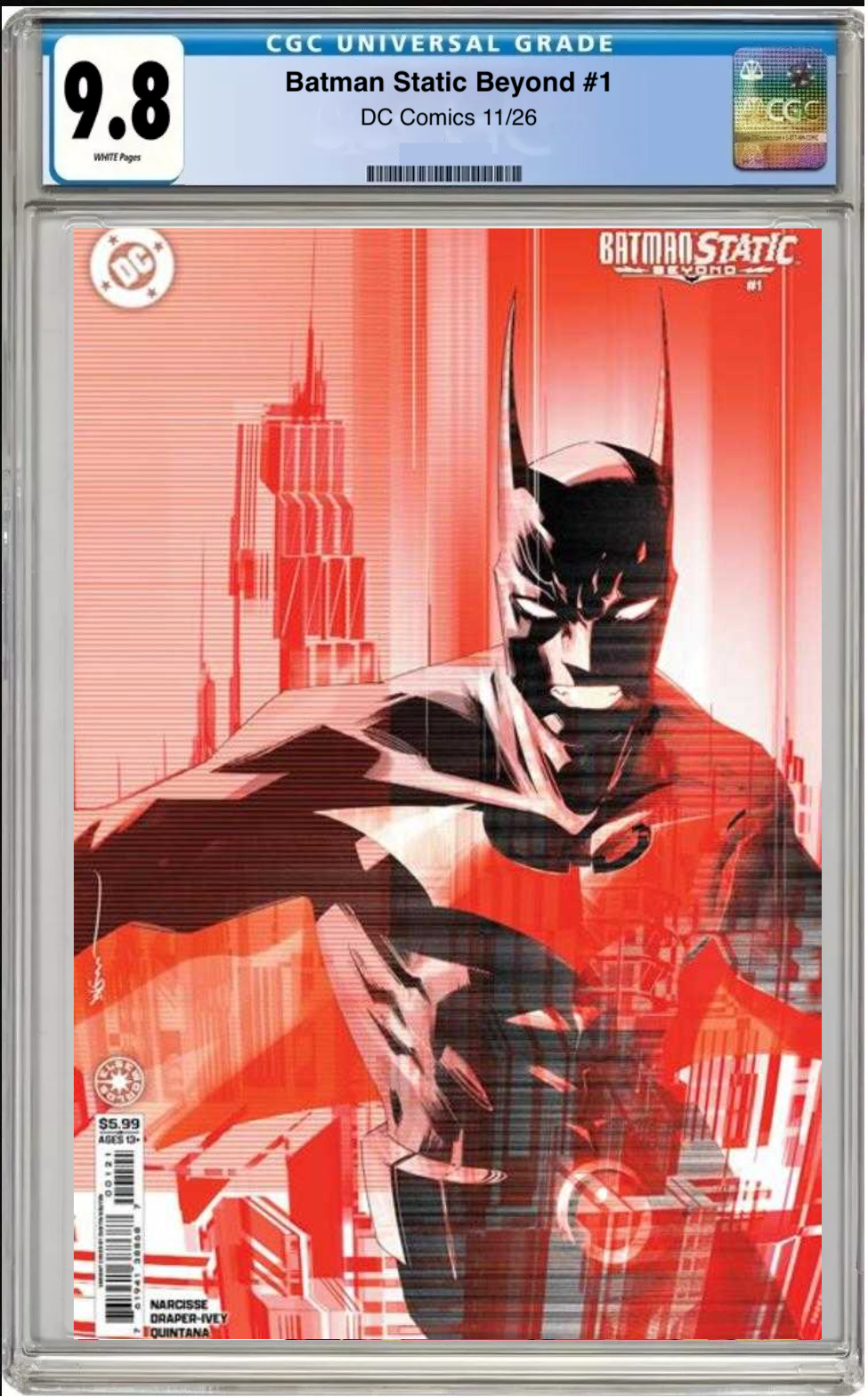 Comic book cover of Batman / Static / Beyond #1 Cover B Card Stock with CGC grading label.