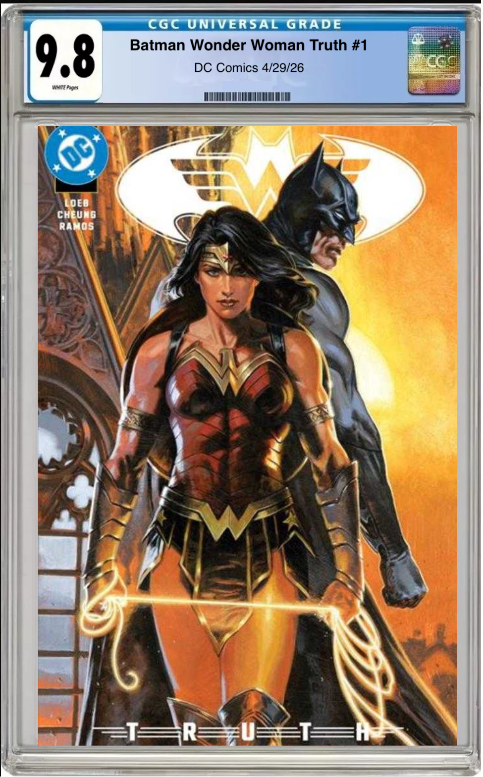Comic book cover of Batman / Wonder Woman: Truth #1 Cover C variant with CGC 9.8 grading label.