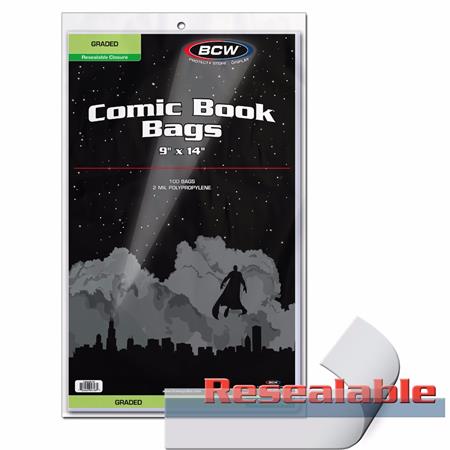 BCW Resealable Bag for Graded Comics 9" x 14" (Pack of 100)