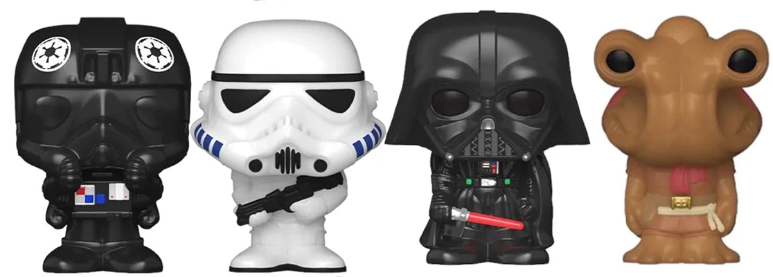 Out-Of-Box Bitty Pop! Tie Fighter Pilot, Stormtrooper, Darth Vader &amp; Hammerhead (Series 3) 4-Pack w/ Shelf