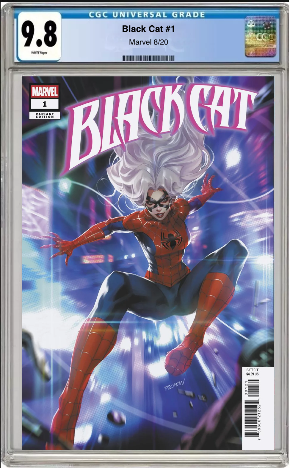 Comic book cover of Black Cat #1 Derrick Chew Cover with CGC grading label.

