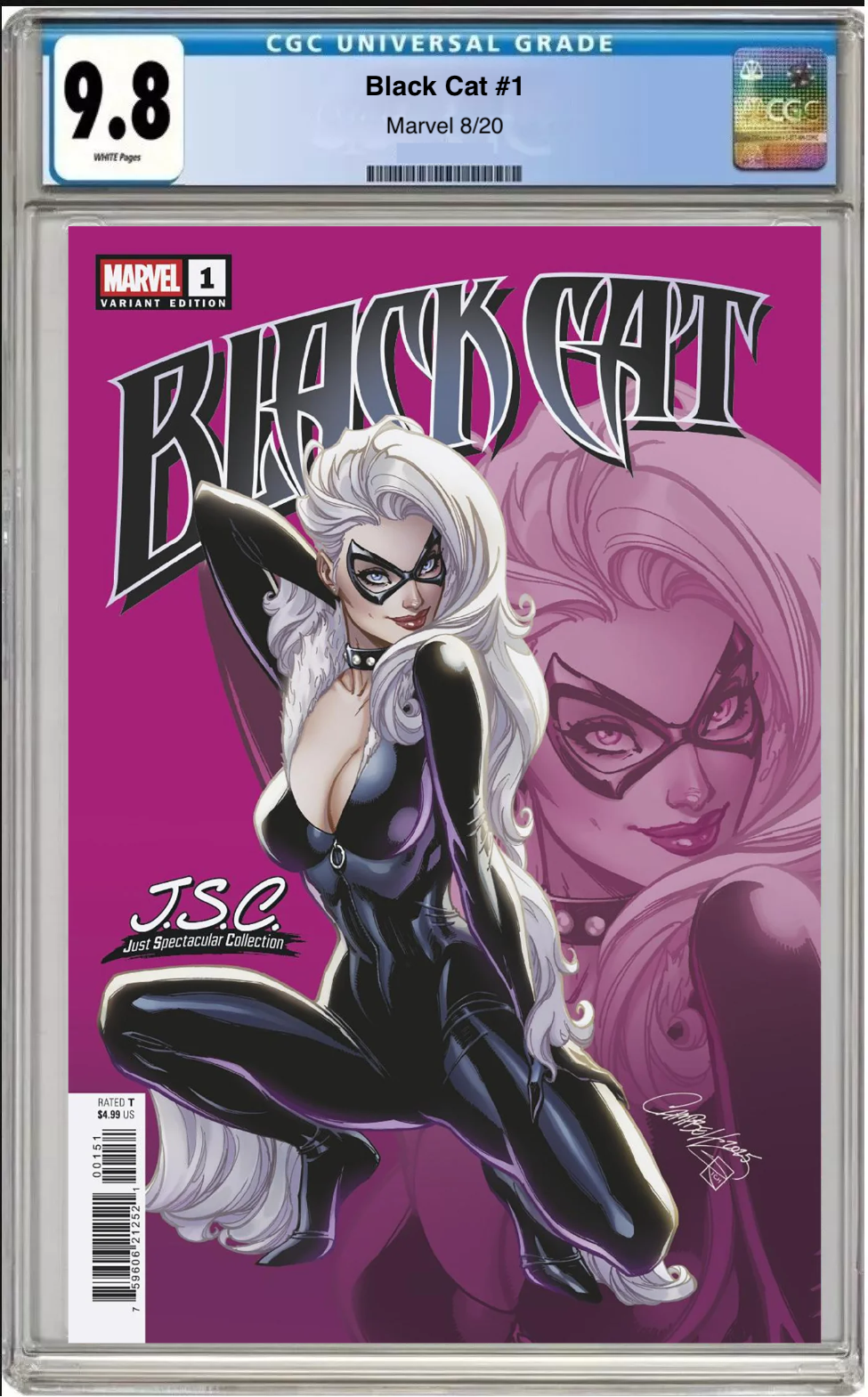 Comic book cover of Black Cat #1 J. Scott Campbell Spectacular Cover with CGC grading label.

