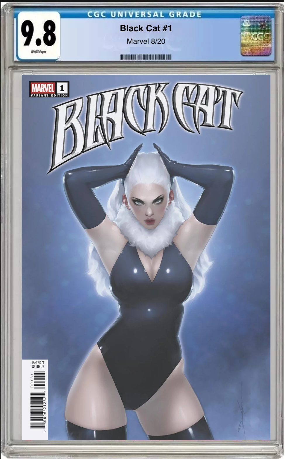 Comic book cover of Black Cat #1 Jeeyung Lee Cover with CGC grading label.

