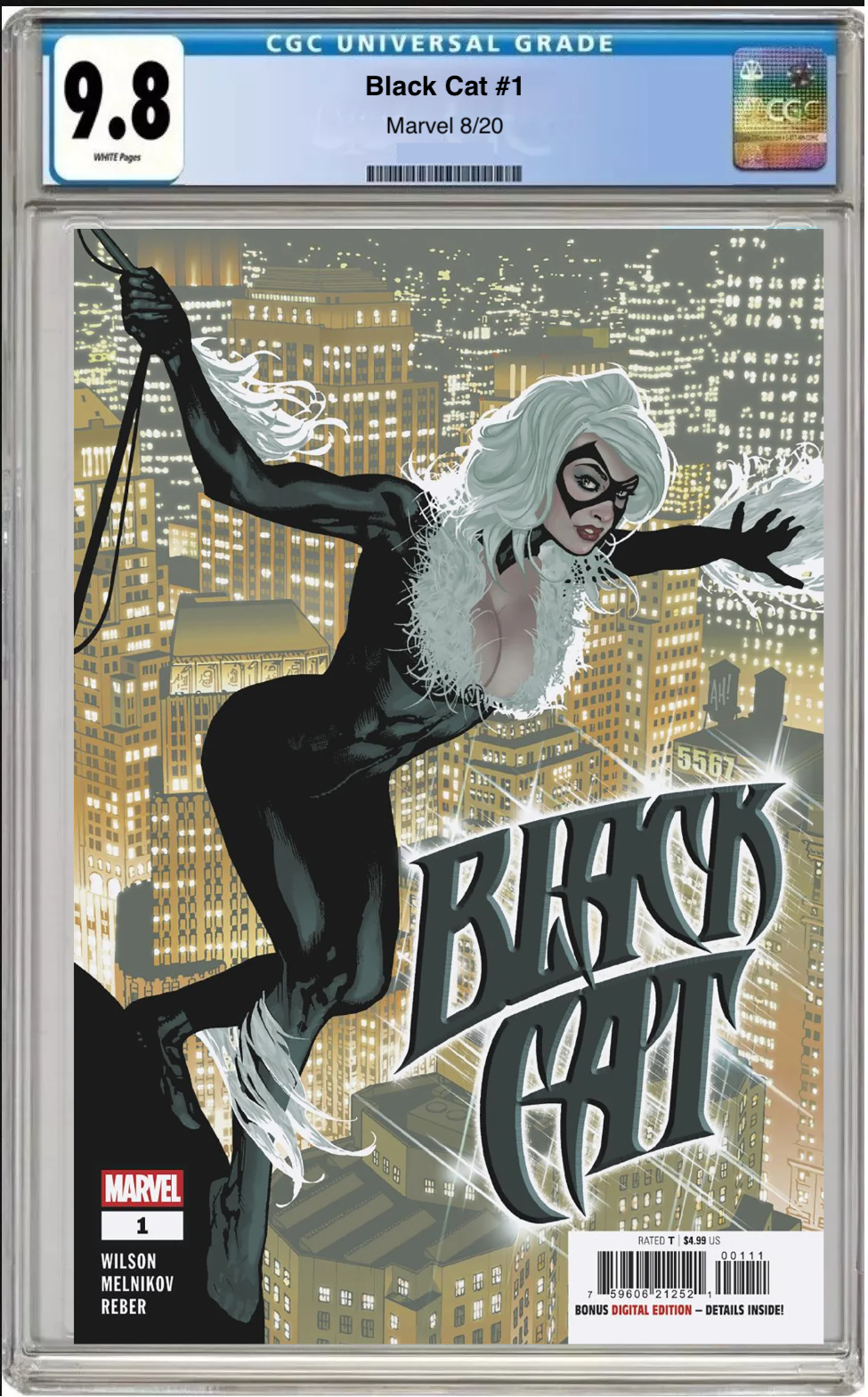 Comic book cover of Black Cat #1 Main Cover with CGC grading label.