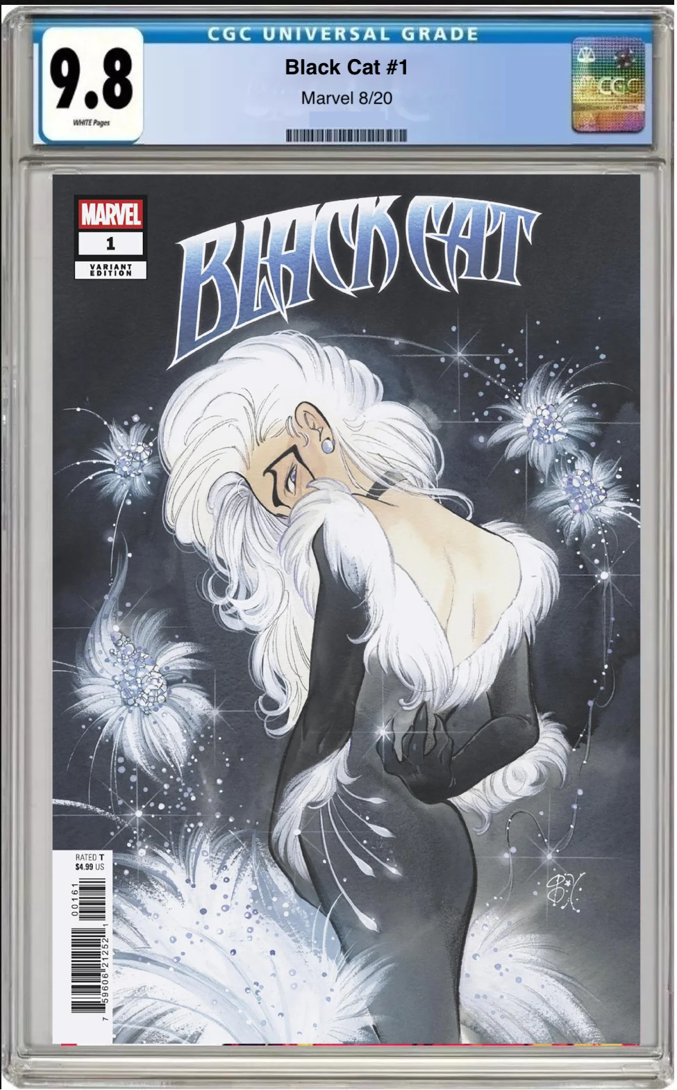 Comic book cover of Black Cat #1 Peach Momoko Cover with CGC grading label.

