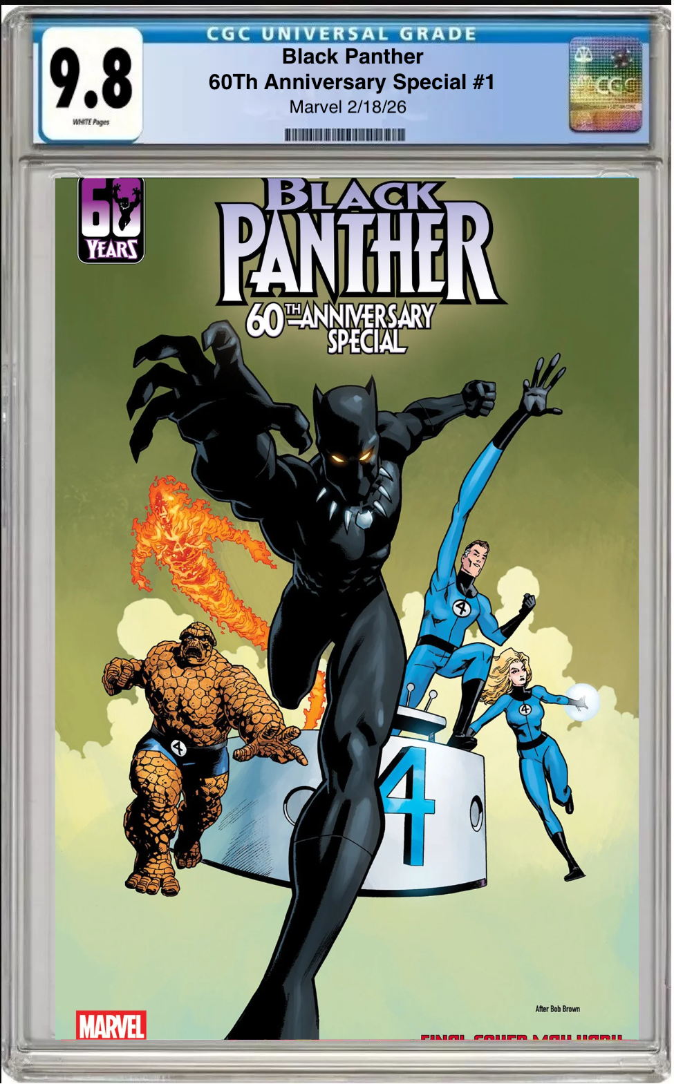Comic book cover of Black Panther 60th Anniversary Special #1 Mike Hawthorne 250th Homage Cover with CGC grading label.