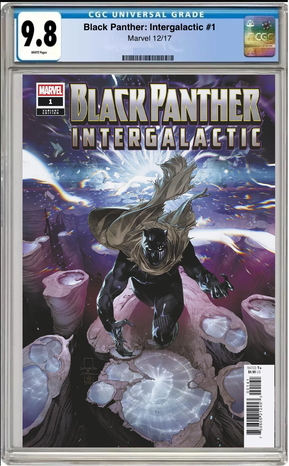 Comic book cover of Black Panther Intergalactic #1 DiazAlpizar Cover with CGC grading label.