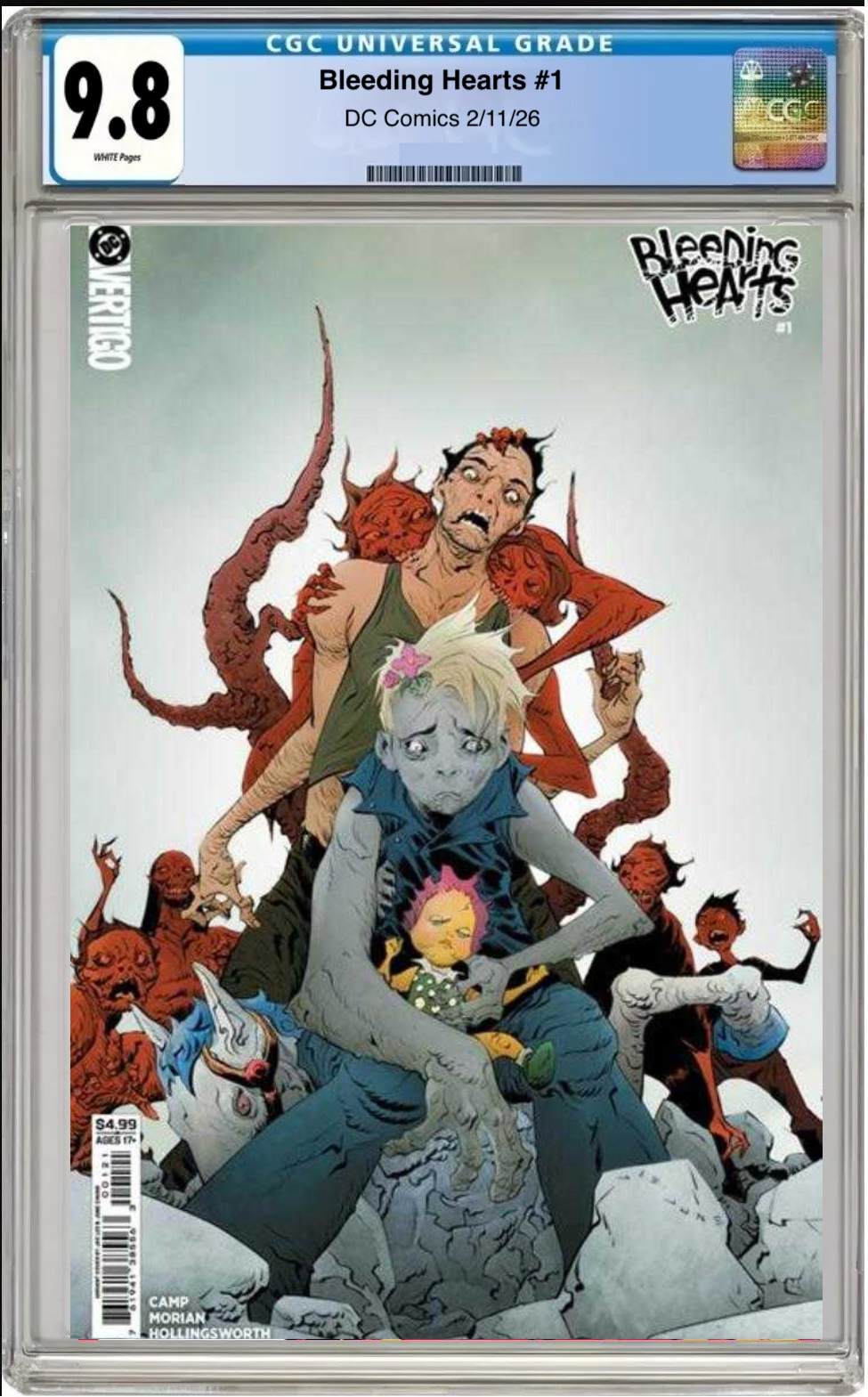 Comic book cover of Bleeding Hearts #1 Cover B with CGC grading label.