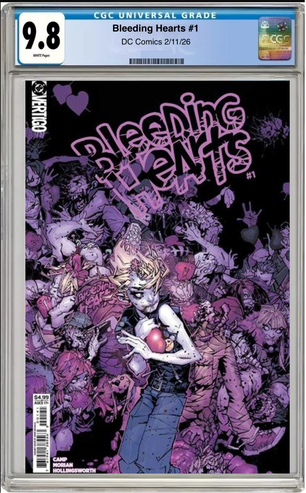 Comic book cover of Bleeding Hearts #1 Cover D with CGC grading label.