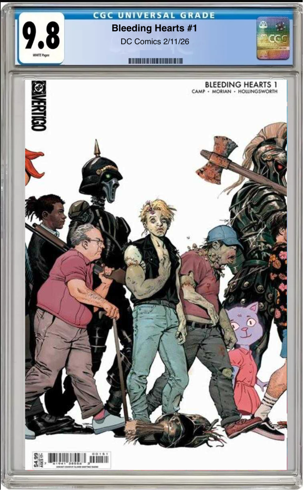 Comic book cover of Bleeding Hearts #1 Cover E Connecting with CGC grading label.