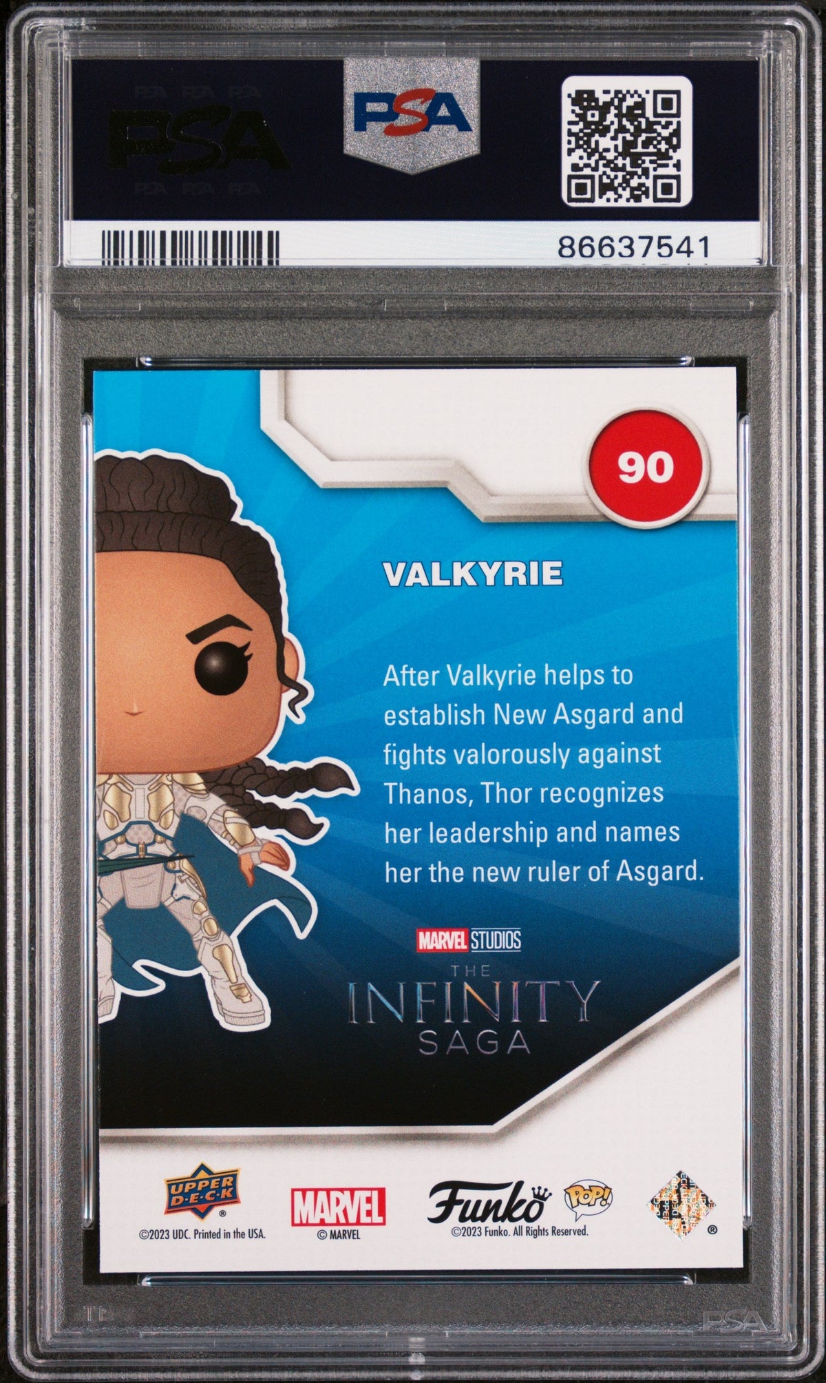 2023 UPPER DECK FUNKO POP MARVEL  VALKYRIE PLATINUM #90  PSA 10