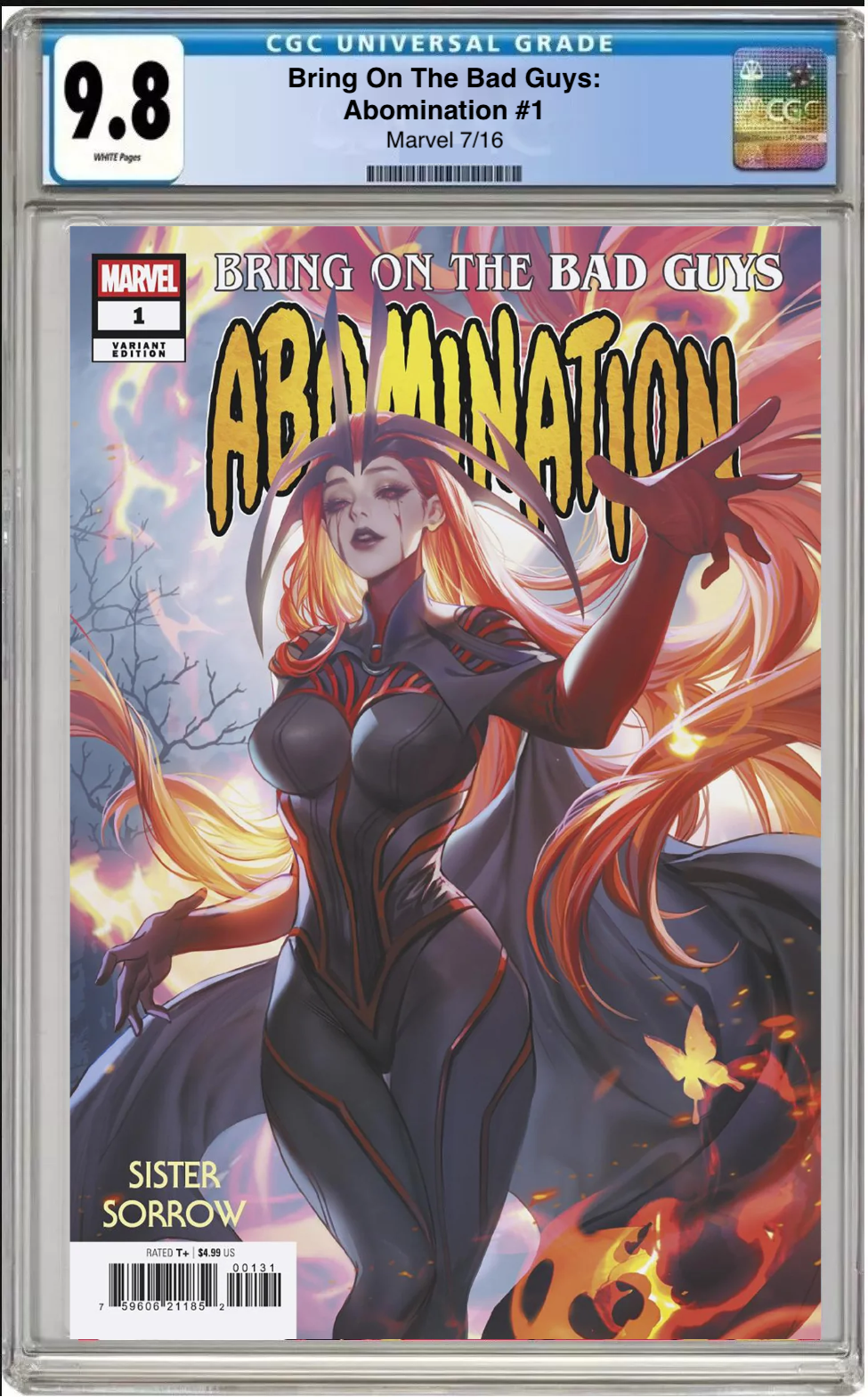 Comic book cover of Bring On the Bad Guys: Abomination #1 Fanyang Sister Sorrow Cover with CGC grading label.