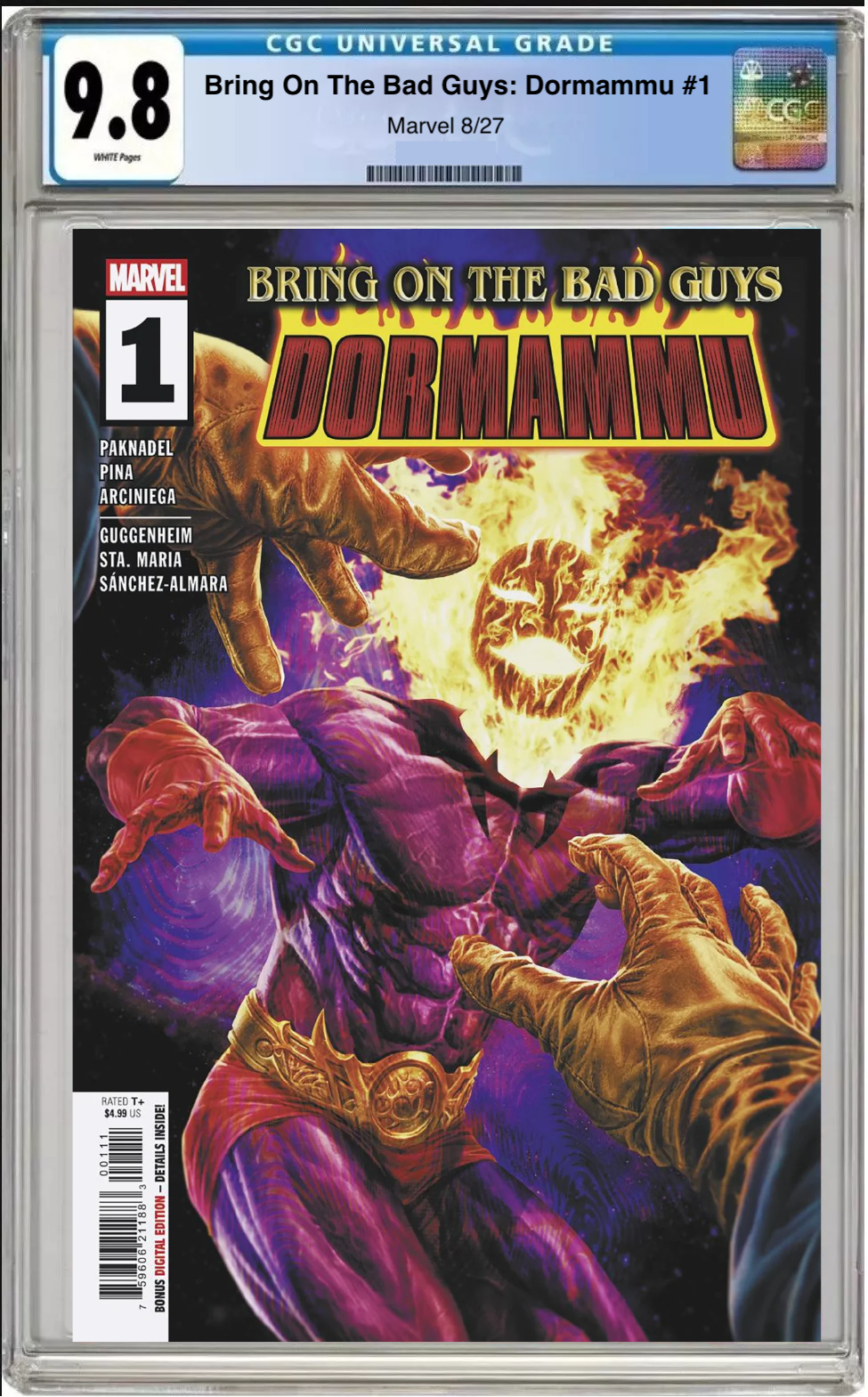 Comic book cover of Bring On The Bad Guys: Dormammu #1 Main Cover with CGC grading label.