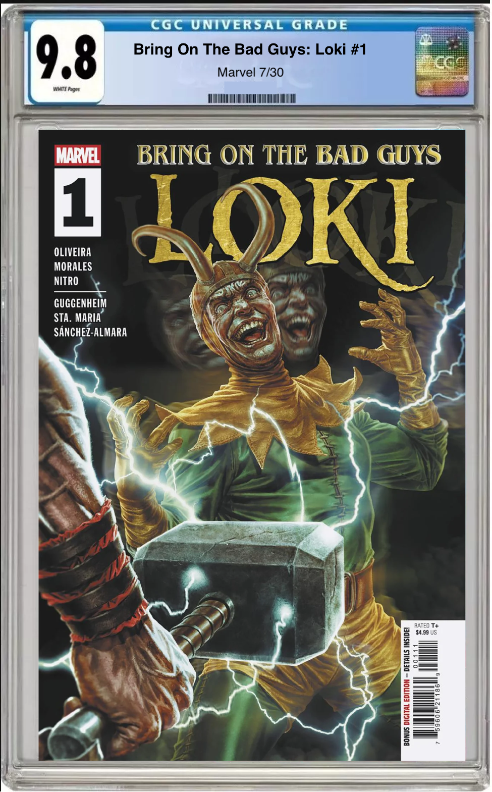 Bring On the Bad Guys: Loki #1 Main Cover comic book with CGC 9.8 grading label

