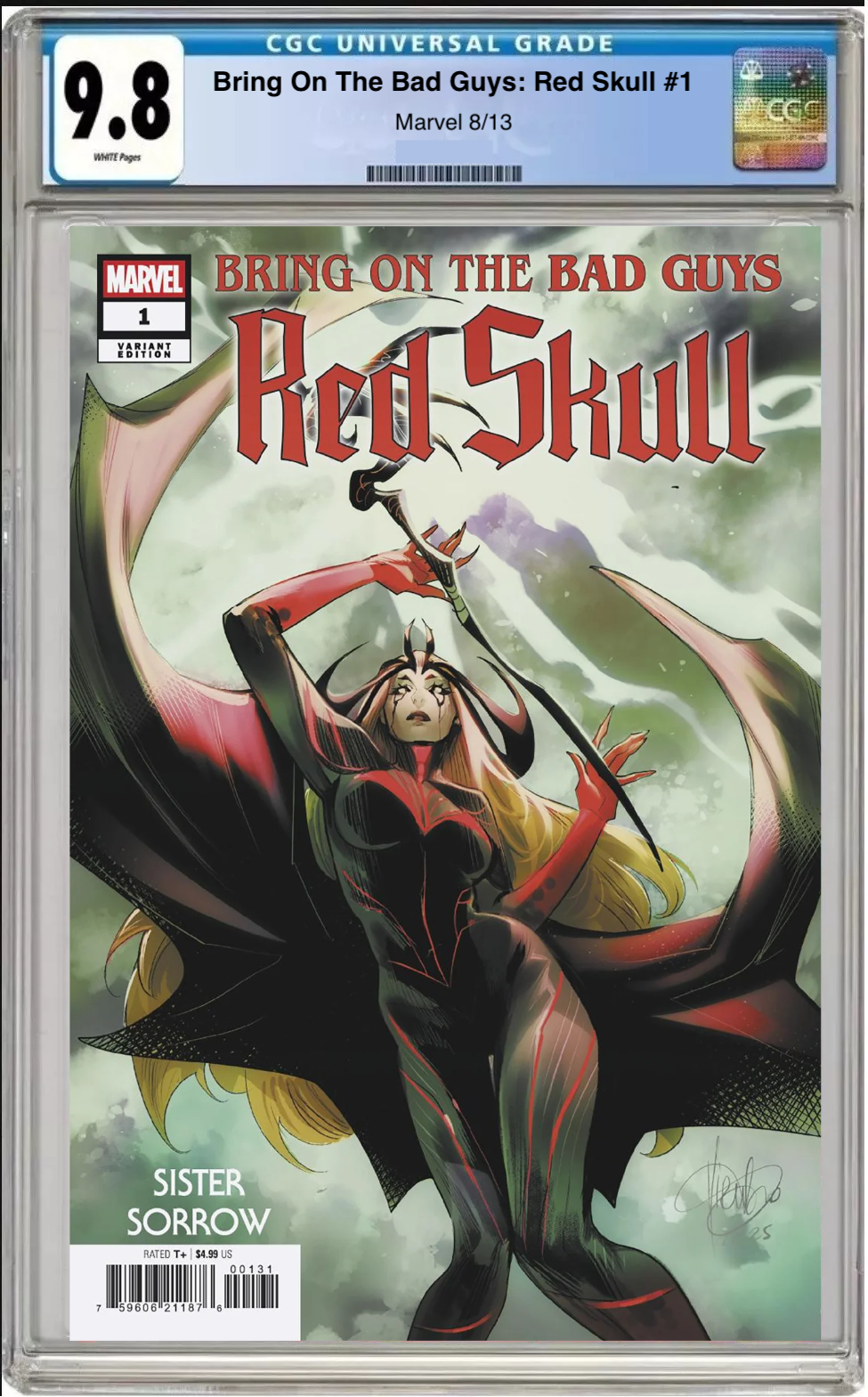 Comic book cover of Bring On the Bad Guys: Red Skull #1 Mirka Andolfo Sister Sorrow Cover with CGC grading label.