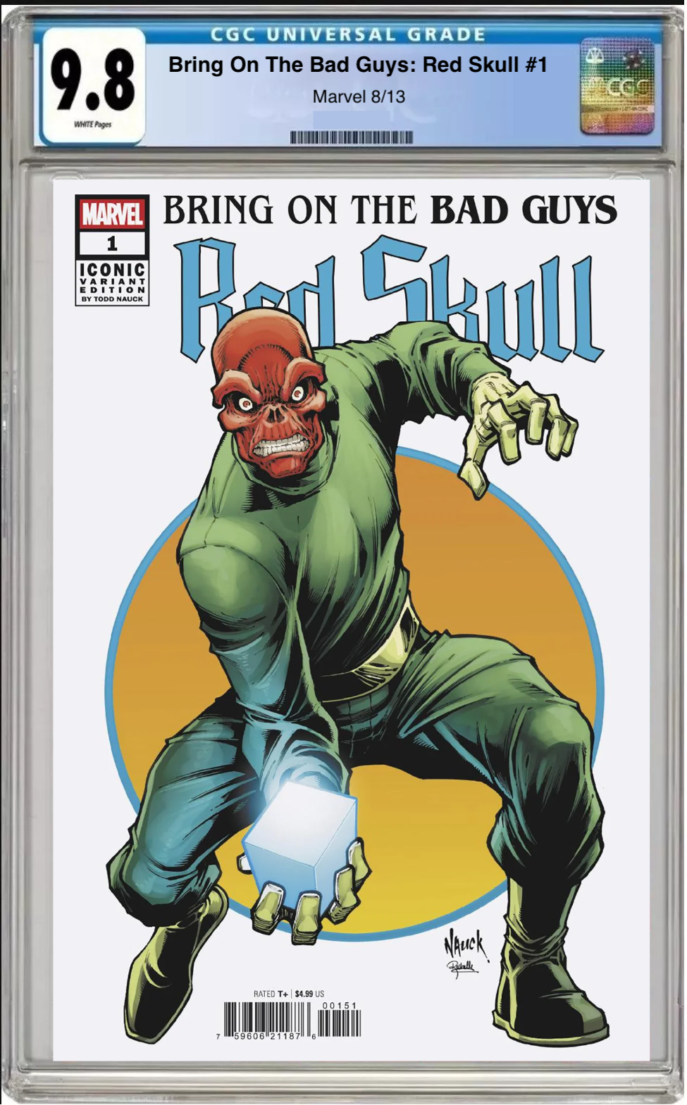 Comic book cover of Bring On the Bad Guys: Red Skull #1 Todd Nauck Iconic Cover with CGC grading label.