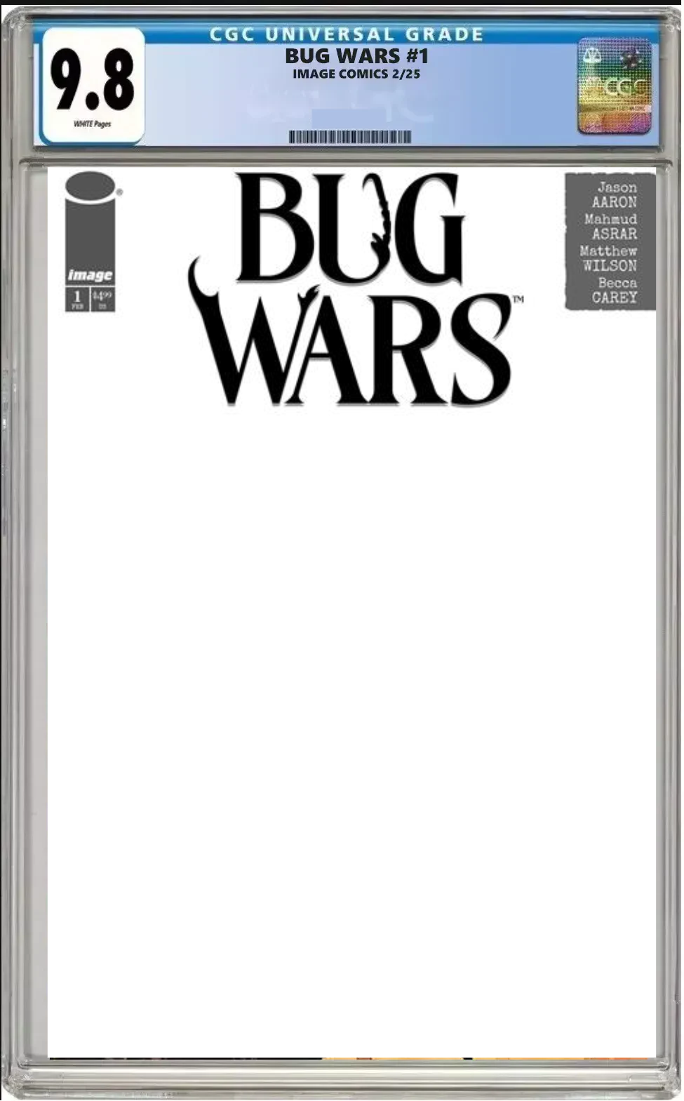 bug wars #1 cgc graded 9.8 blank sketch