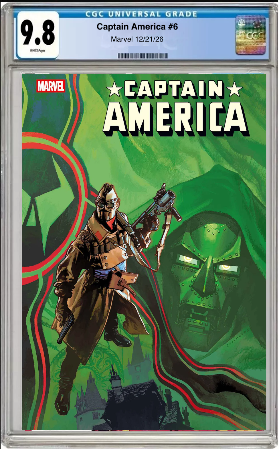 Comic book cover of Captain America #6 Josemaria Casanovas Salvation First Appearance Cover with CGC grading label.