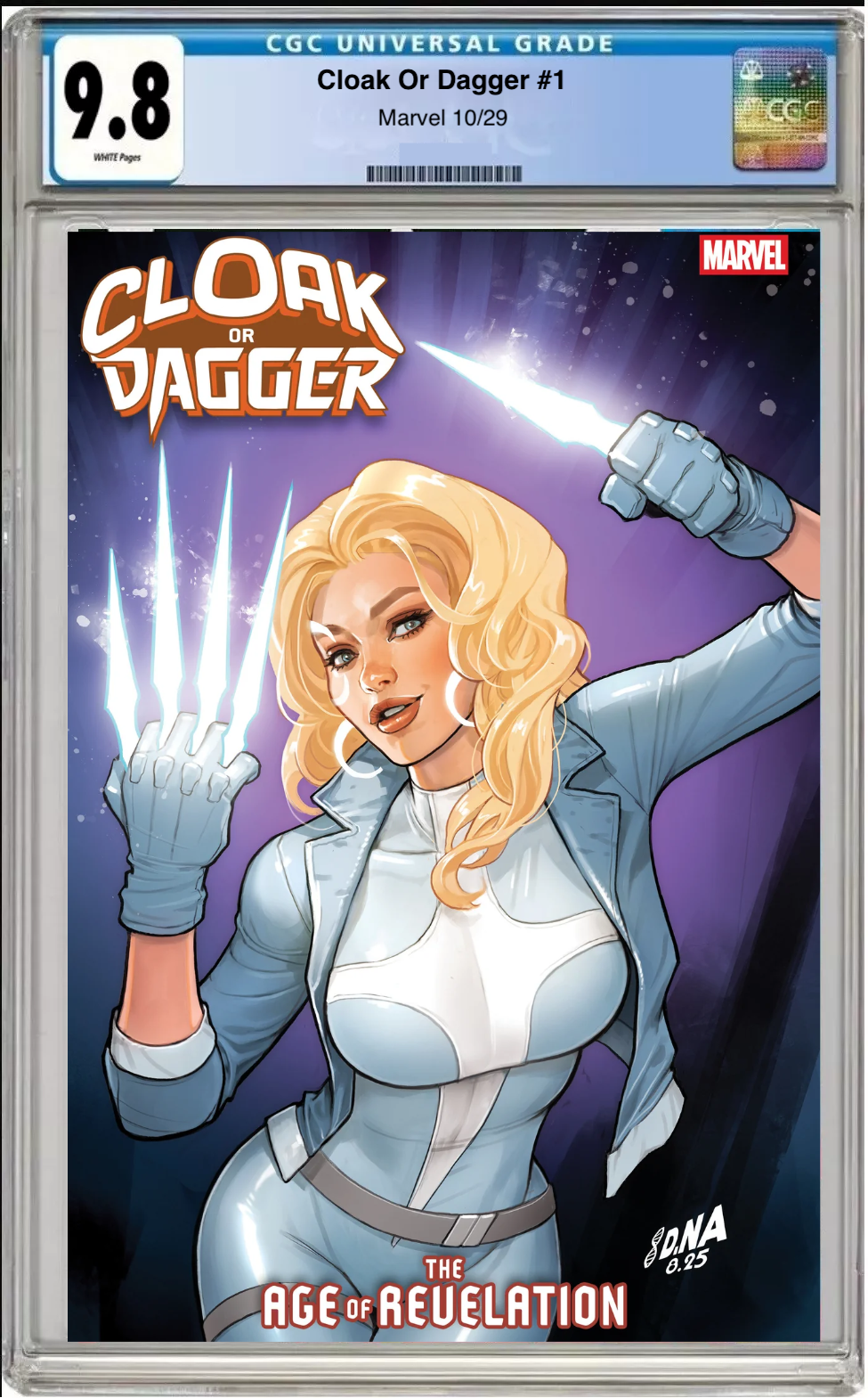 Comic book cover of Cloak or Dagger #1 David Nakayama Cover with CGC 9.8 grading label.
