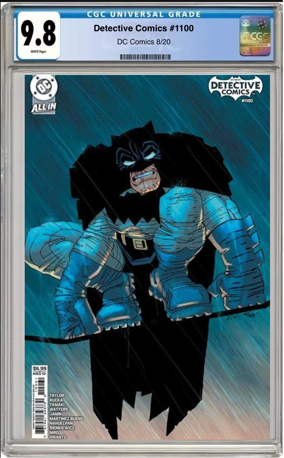 Comic book cover of Comics #1100 Frank Miller Cover with CGC grading label.