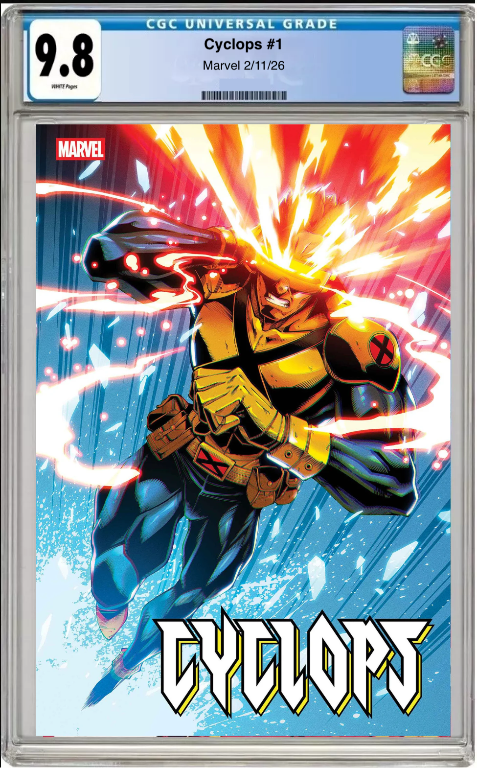 Comic book cover of Cyclops #1 Godtail Cover with CGC grading label.
