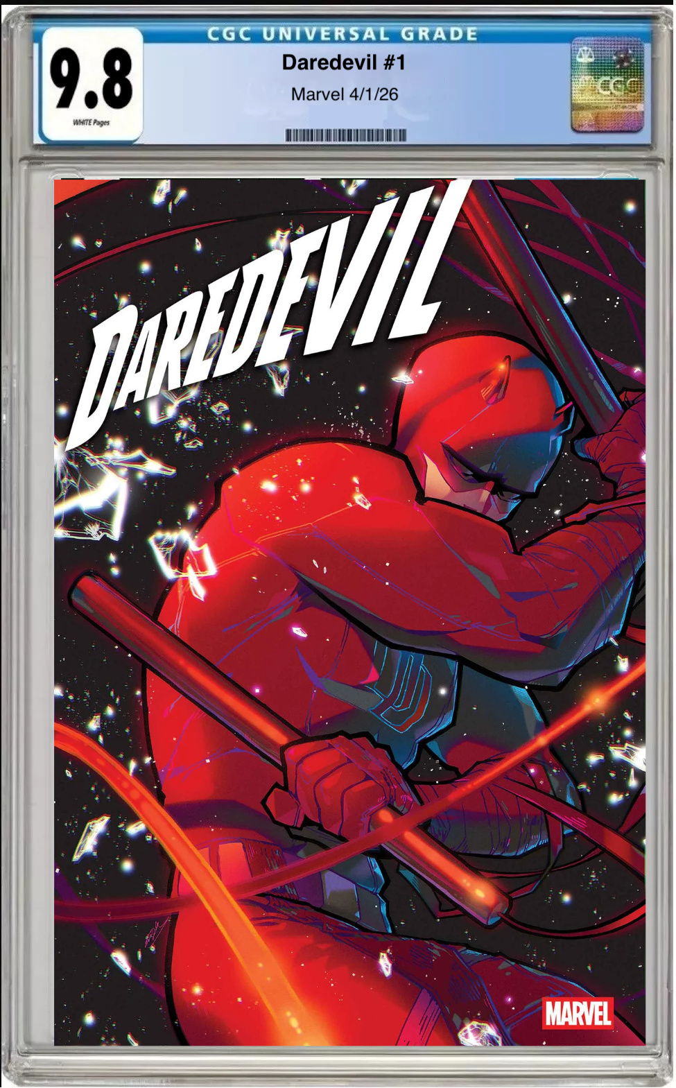 Comic book cover of Daredevil #1 Rose Besch Cover with CGC grading label.