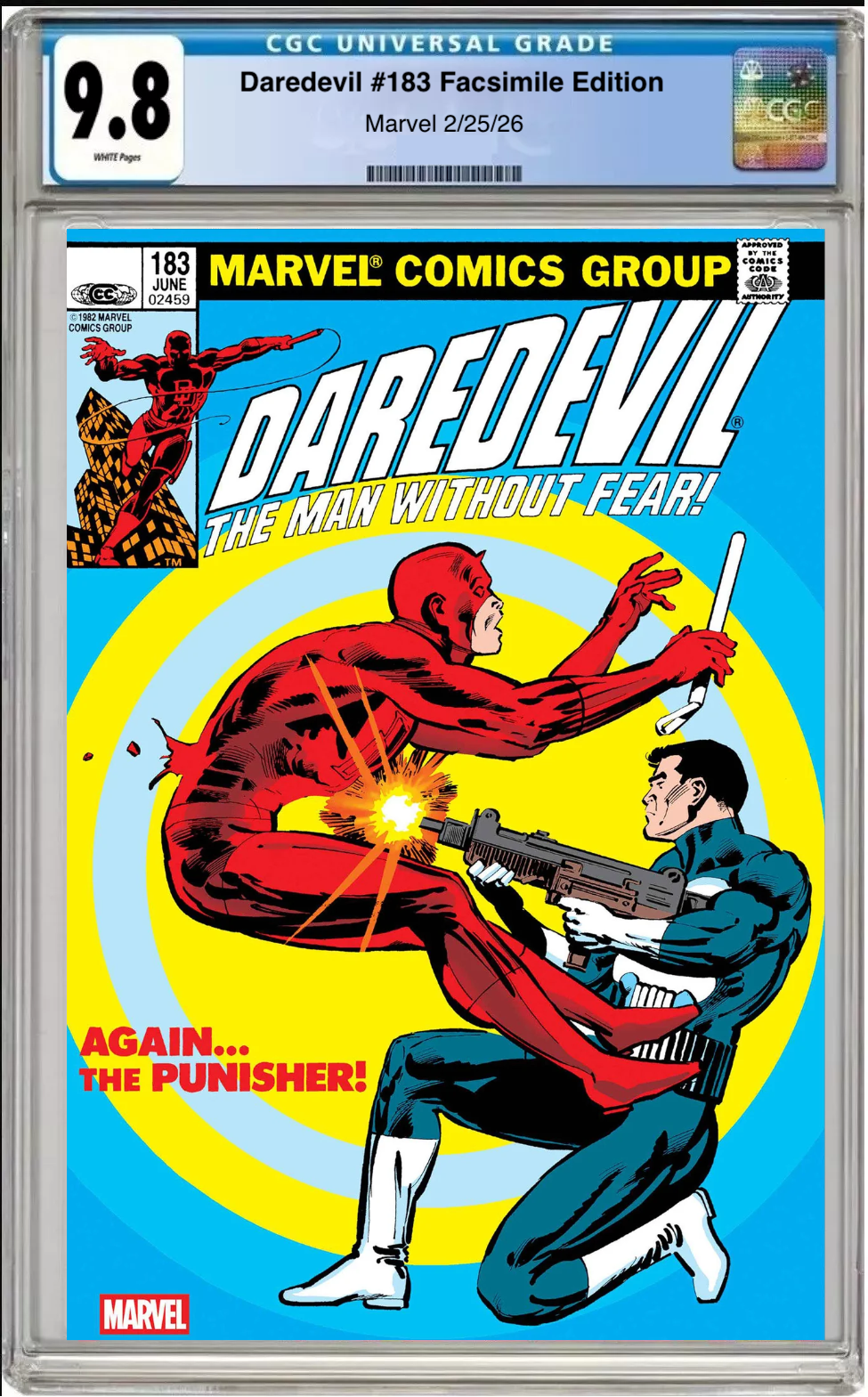 Comic book cover of Daredevil #183 Facsimile Edition Main Cover with CGC grading label.