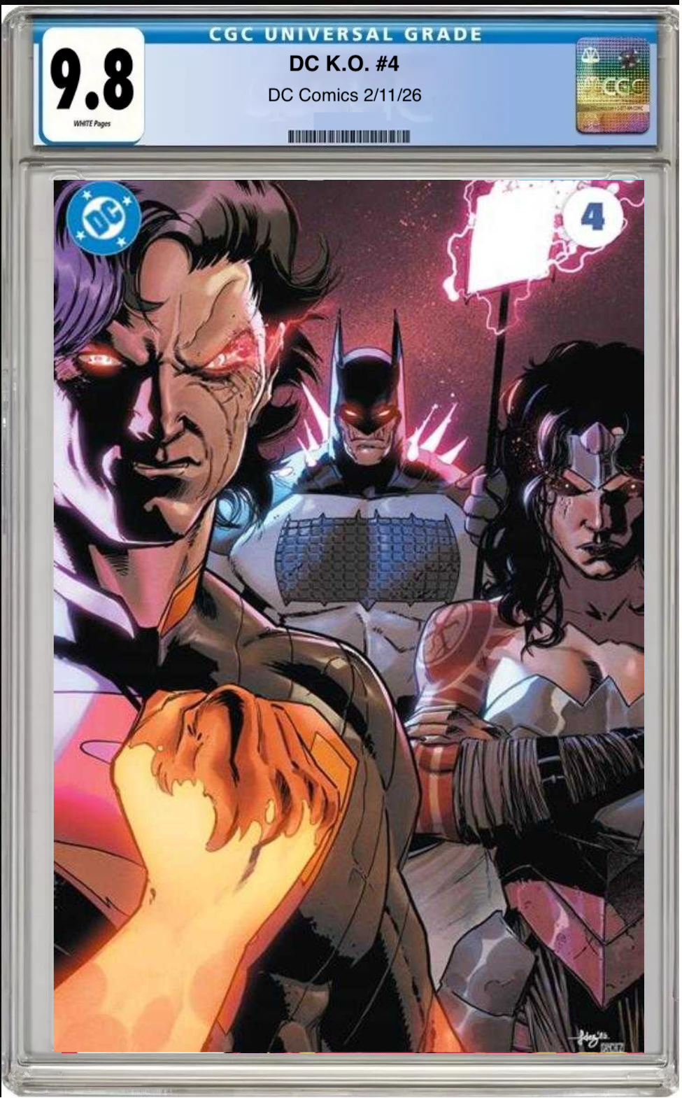 Comic book cover of DC K.O. #4 Cover A with CGC grading label.