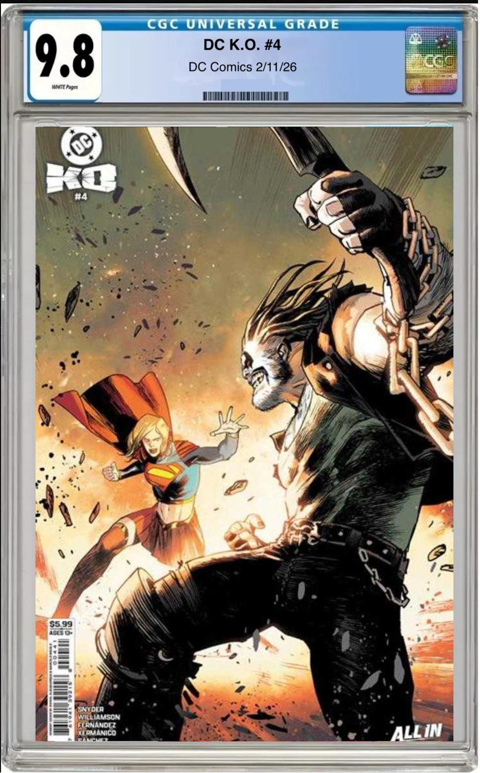 Comic book cover of DC K.O. #4 Cover D with CGC grading label.