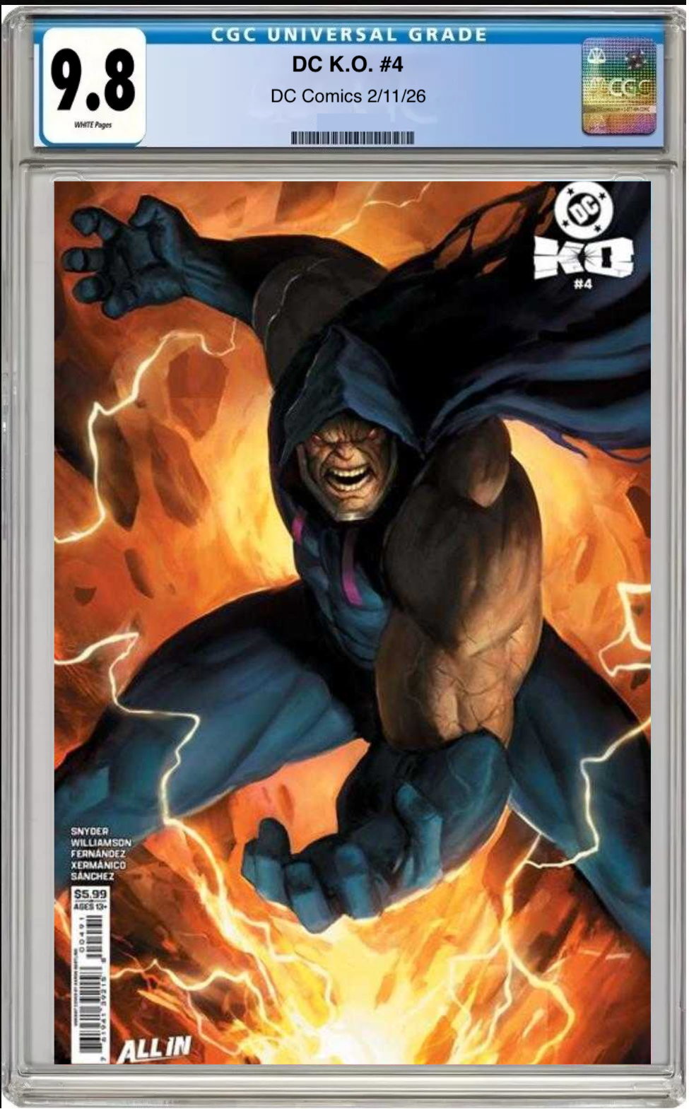 Comic book cover of DC K.O. #4 Cover F with CGC grading label.
