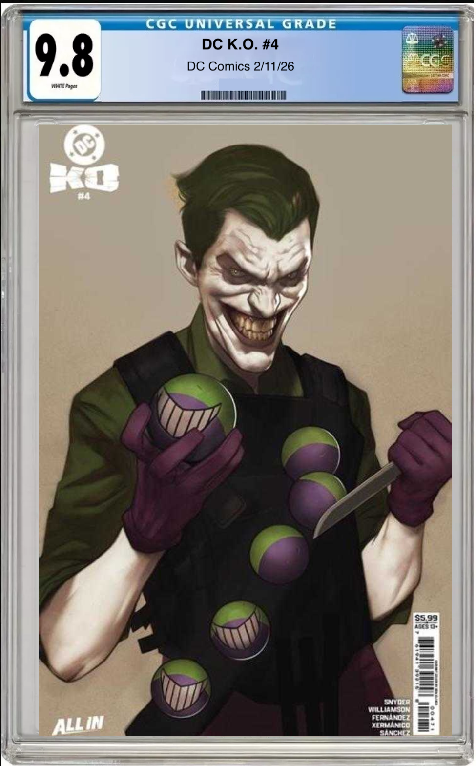 Comic book cover of DC K.O. #4 Cover H with CGC grading label.