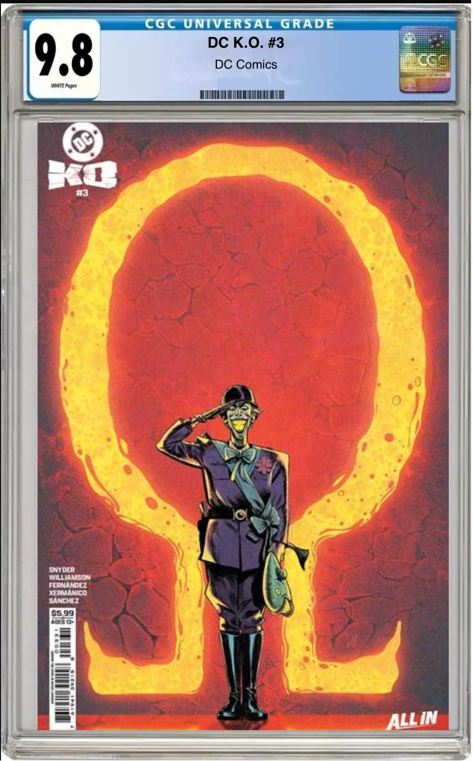 Comic book cover of DC K.O. #3 Mike Del Mundo Cover with CGC gradin