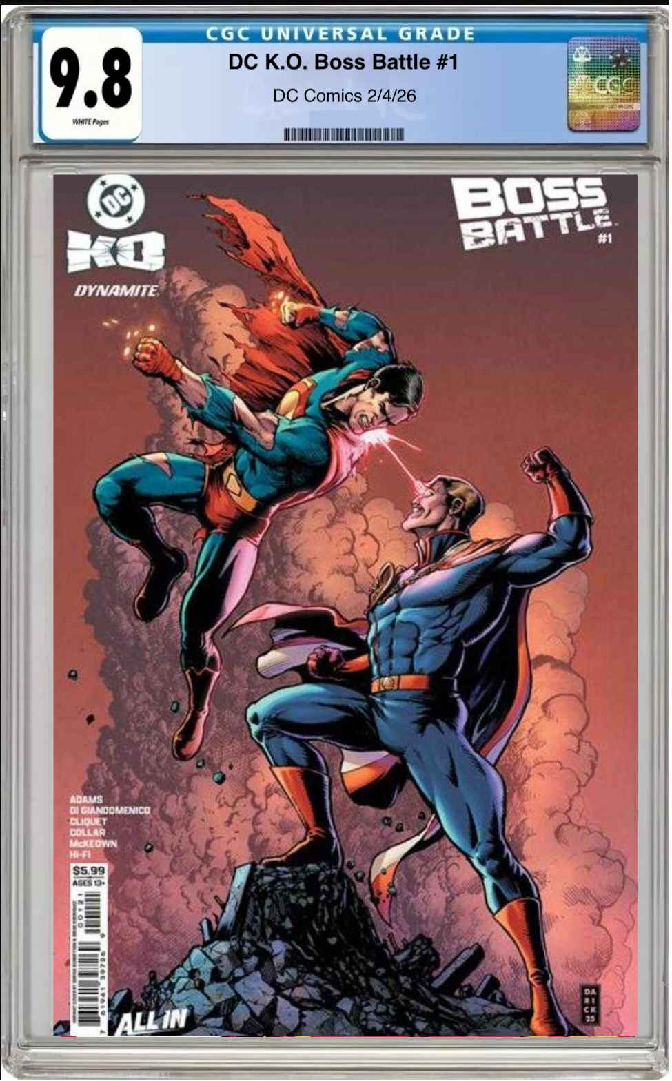 Comic book cover of DC K.O.: Boss Battle #1 Cover B with CGC grading label
