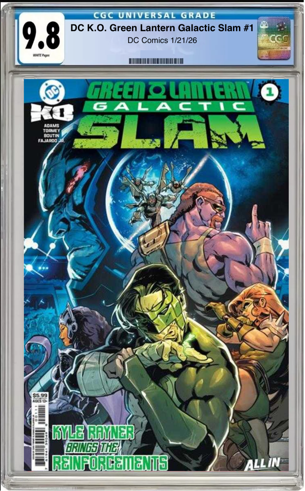 Comic book cover of DC K.O. Green Lantern: Galactic Slam #1 Cover A with CGC grading label.