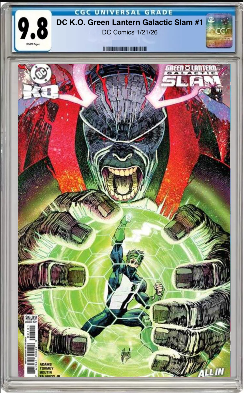 Comic book cover of DC K.O. Green Lantern: Galactic Slam #1 Cover B with CGC grading label.