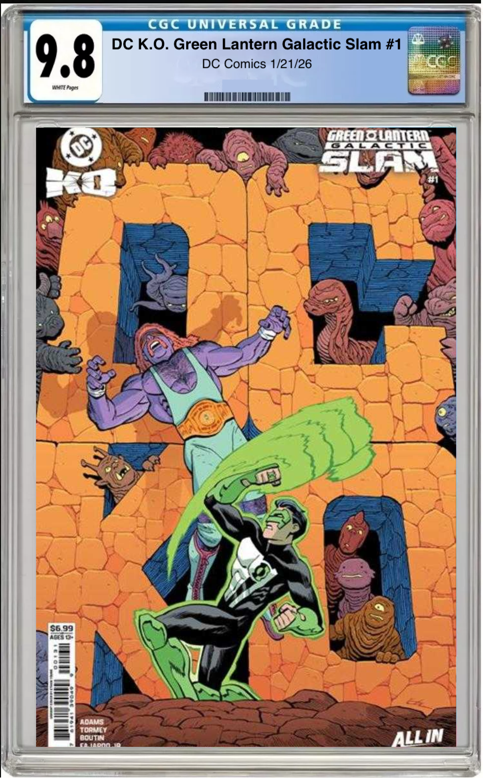 Comic book cover of DC K.O. Green Lantern: Galactic Slam #1 Cover C with CGC grading label.