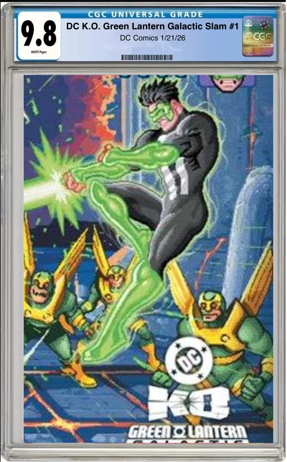 Comic book cover of DC K.O. Green Lantern: Galactic Slam #1 Cover E Wraparound back with CGC grading label.