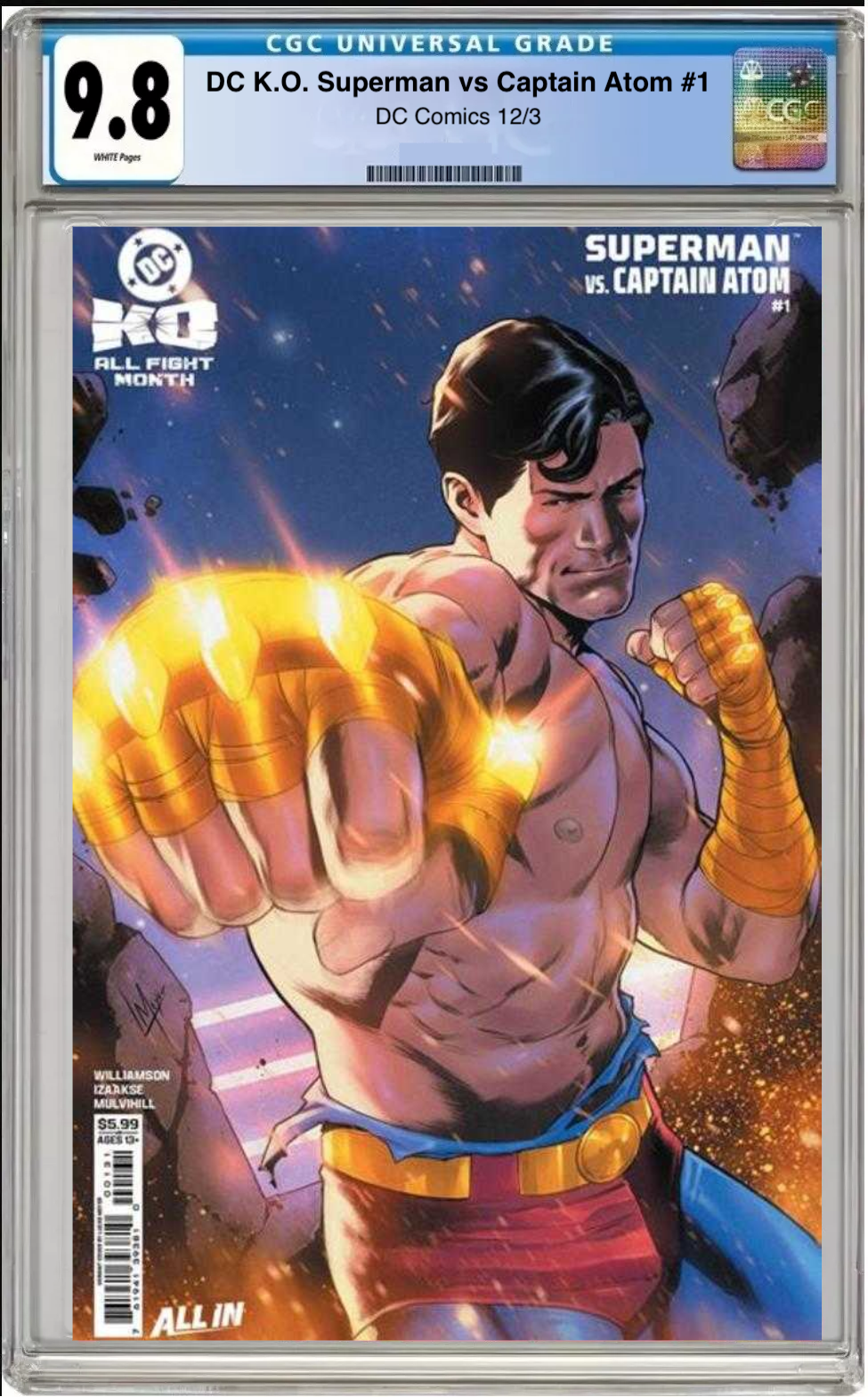 Comic book cover of DC K.O.: Superman vs Captain Atom #1 Cover C with CGC grading label.