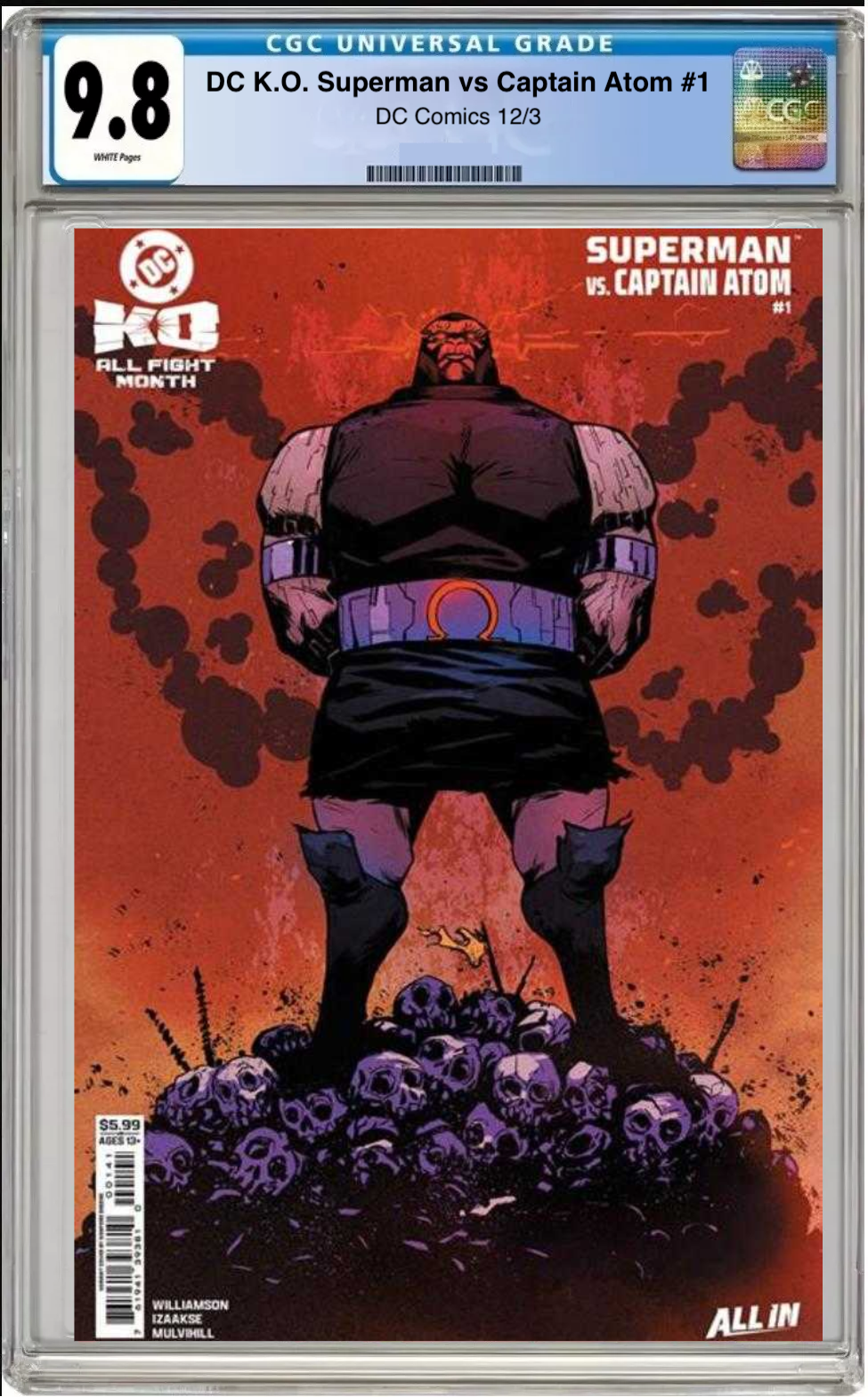 Comic book cover of DC K.O.: Superman vs Captain Atom #1 Cover D with CGC grading label.