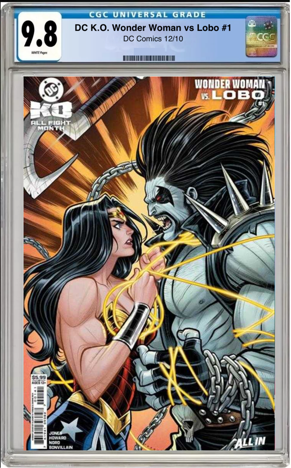Comic book cover of DC K.O.: Wonder Woman vs Lobo #1 Cover D with CGC grading label.