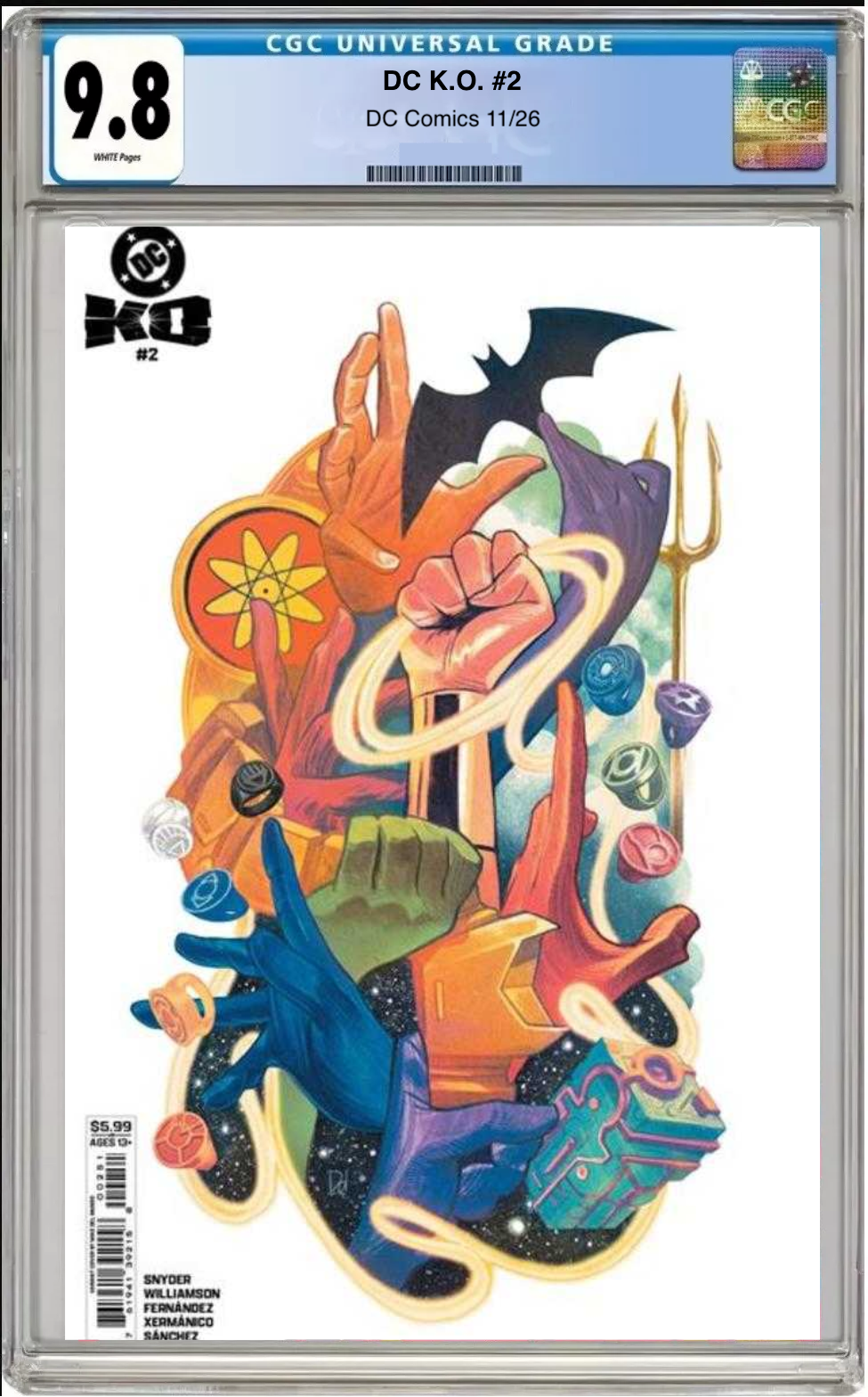 Comic book cover of DC K.O. #2 Cover B with CGC 9.8 grading label.