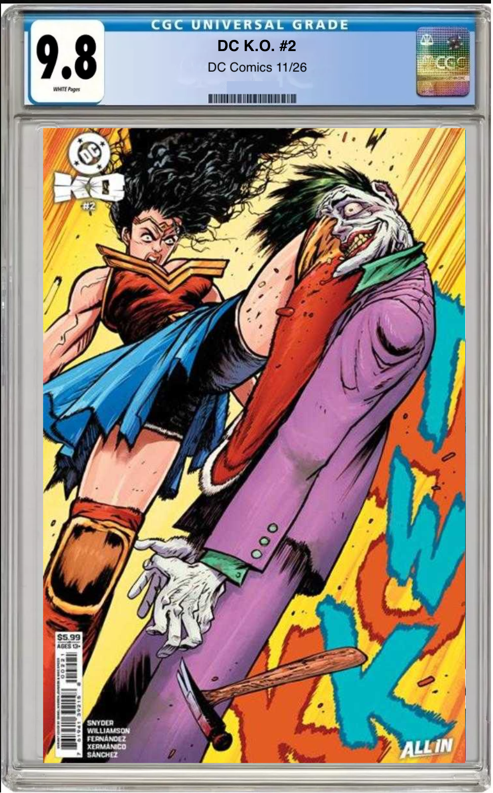 Comic book cover of DC K.O. #2 Cover C with CGC 9.8 grading label.