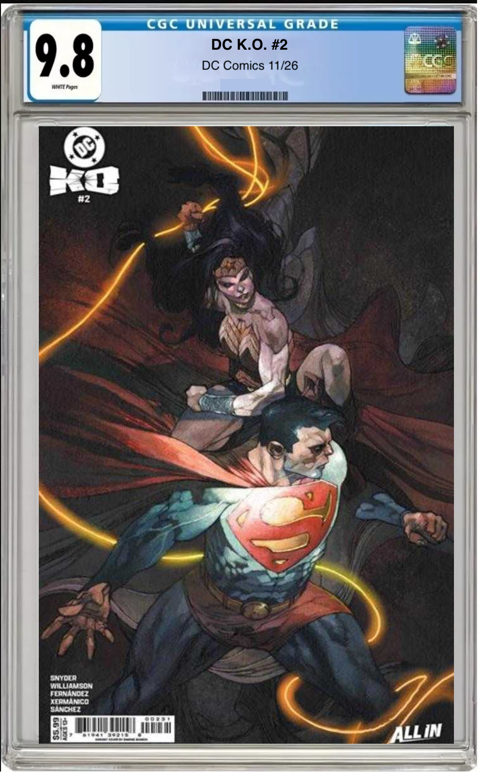 Comic book cover of DC K.O. #2 Cover E with CGC 9.8 grading label.