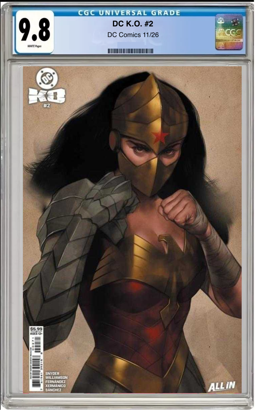 Comic book cover of DC K.O. #2 Cover H with CGC 9.8 grading label.
