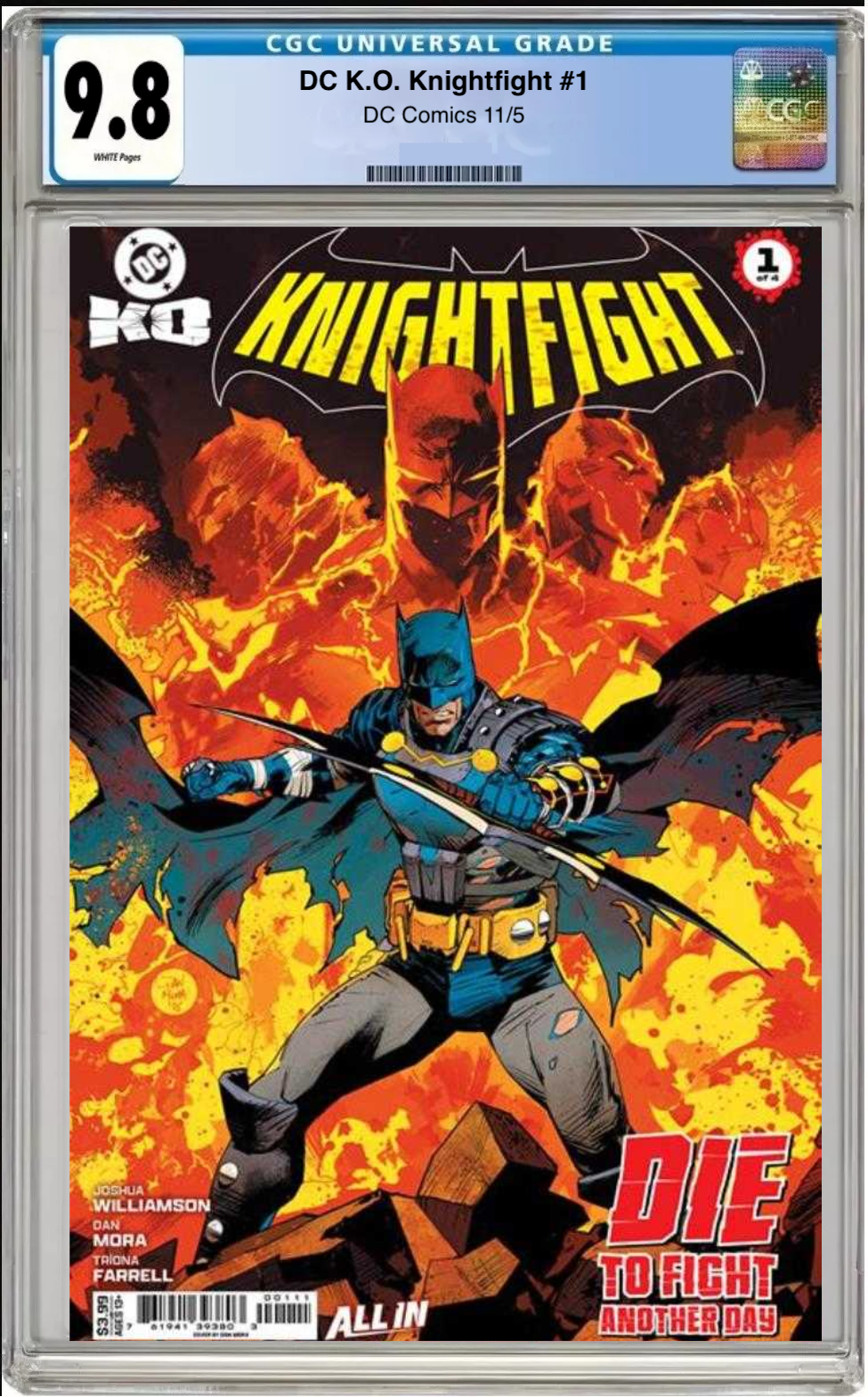 Comic book cover of DC K.O.: Knightfight #1 Cover A with CGC grading label.