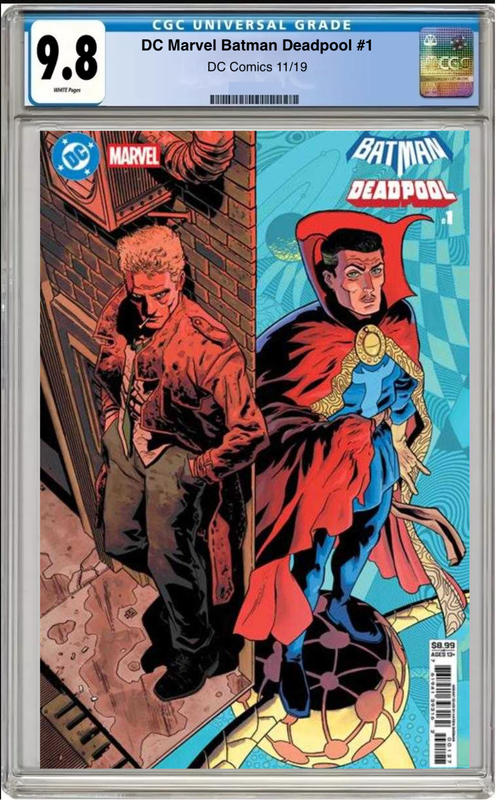Comic book cover of DC/Marvel: Batman/Deadpool #1 Constantine & Doctor Strange Cover with CGC grading label.