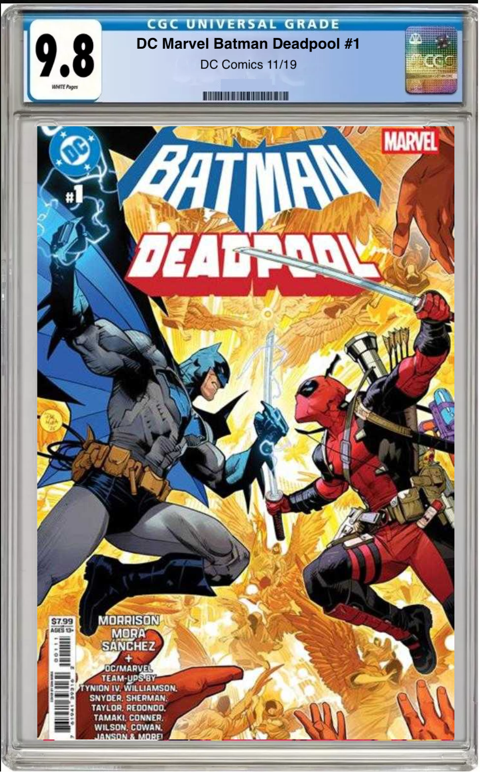 Comic book cover of DC/Marvel: Batman/Deadpool #1 Main Cover with CGC grading label.