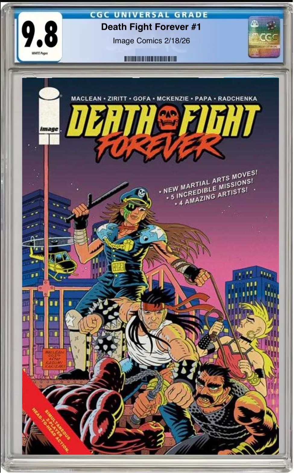 Comic book cover of Death Fight Forever #1 Cover A with CGC grading label.


