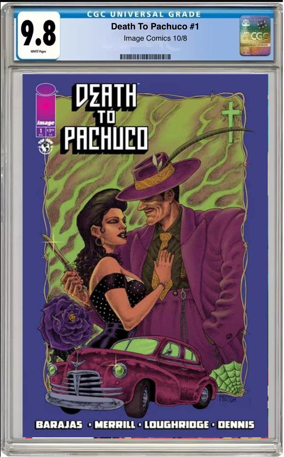 Comic book cover of Death to Pachuco #1 Cover D with CGC grading label.