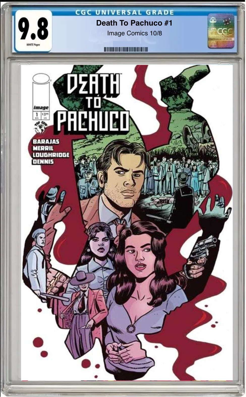 Comic book cover of Death to Pachuco #1 Main Cover with CGC grading label.